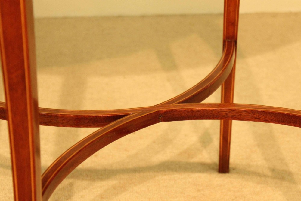 An Exceptional Edwardian Mahogany Inlaid Oval Bijouterie Table View IV