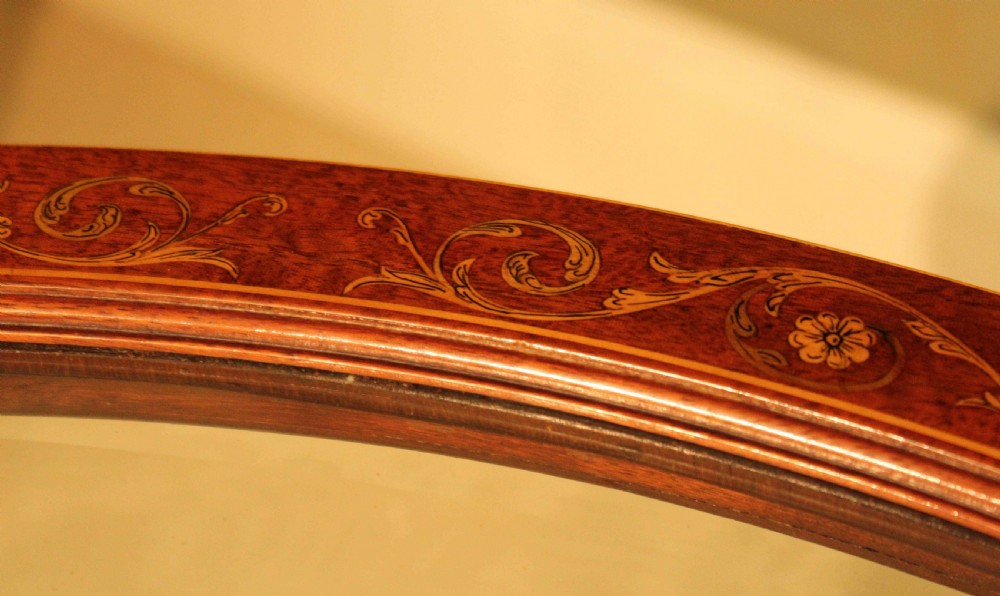 An Exceptional Edwardian Mahogany Inlaid Oval Bijouterie Table View V