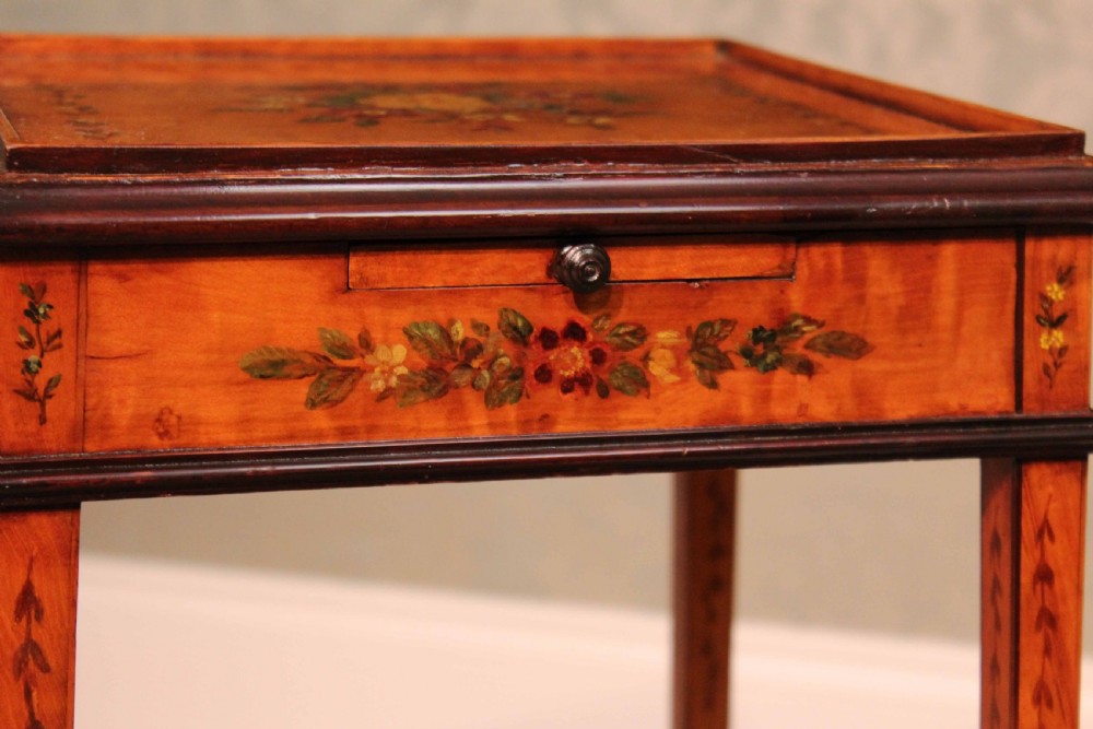 An Exhibition Quality Edwardian Mahogany Inlaid Kettle Stand With Candle Slide View III