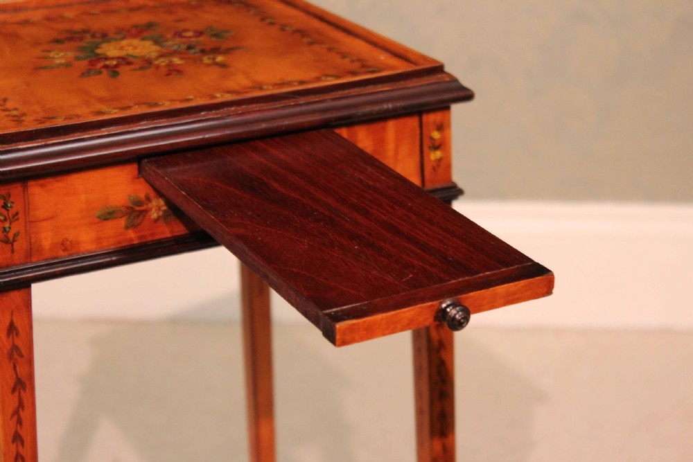An Exhibition Quality Edwardian Mahogany Inlaid Kettle Stand With Candle Slide View IV