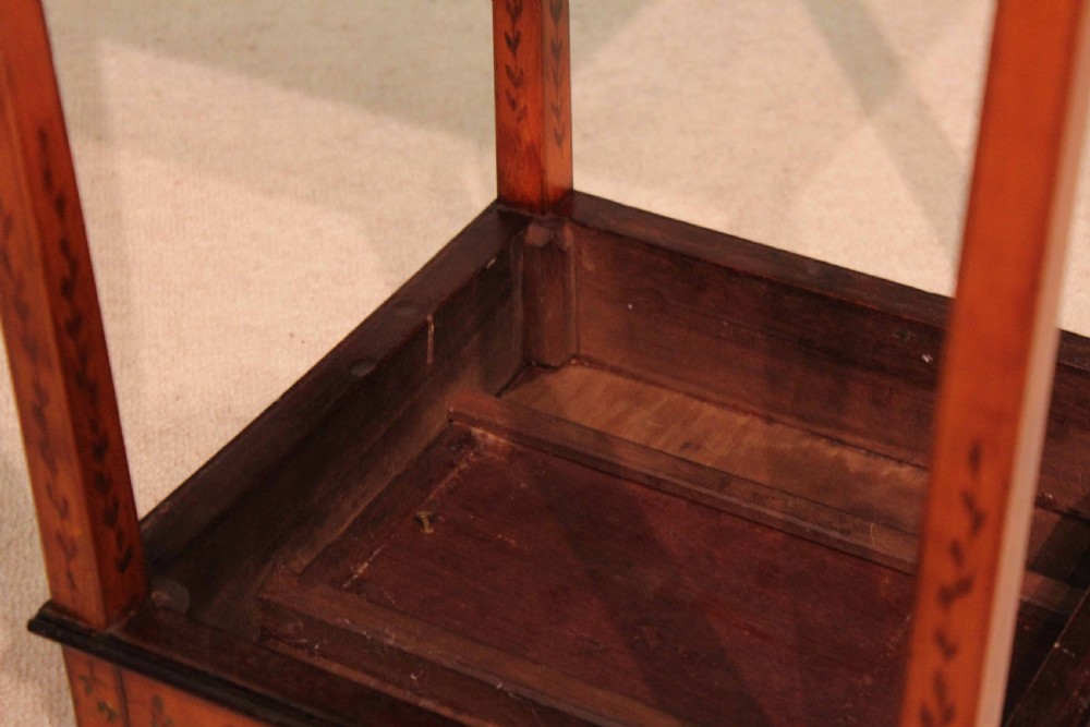 An Exhibition Quality Edwardian Mahogany Inlaid Kettle Stand With Candle Slide View IX
