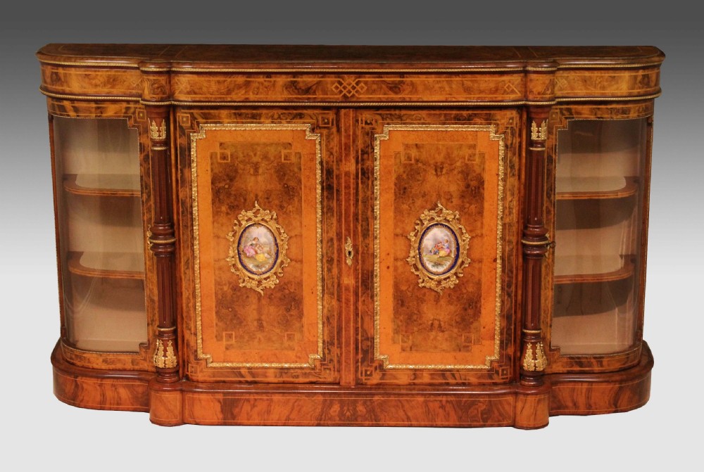The Exhibition Quality Victorian Burr-Walnut Inlaid and Ormolu Credenza