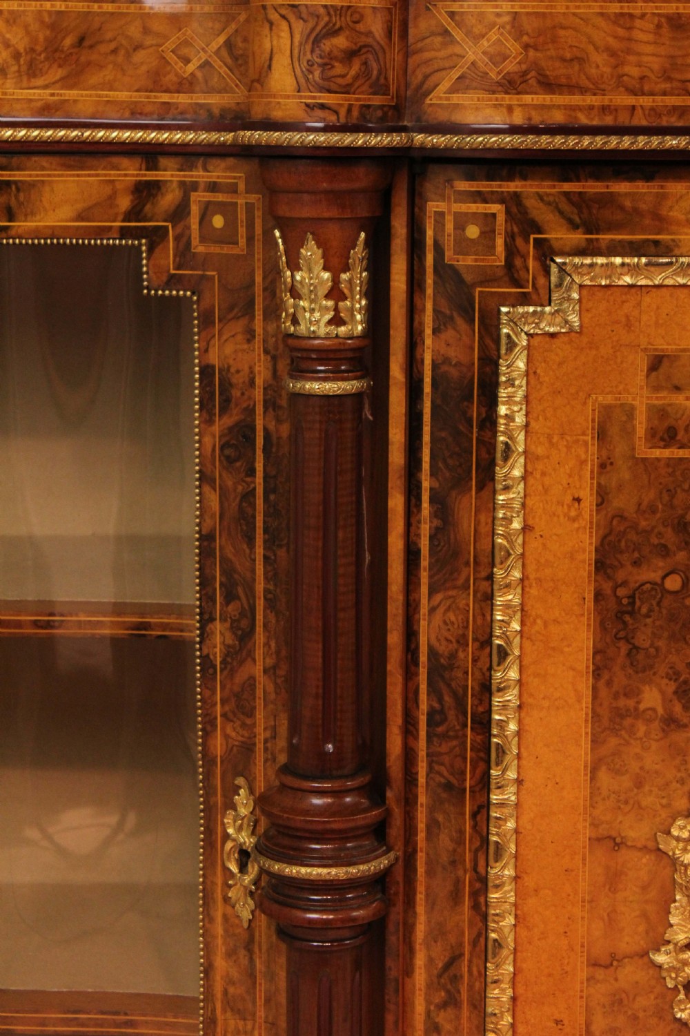 The Exhibition Quality Victorian Burr-Walnut Inlaid and Ormolu Credenza View III