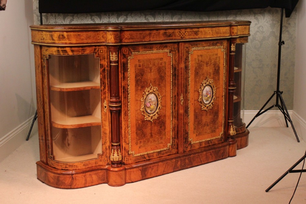 The Exhibition Quality Victorian Burr-Walnut Inlaid and Ormolu Credenza View V