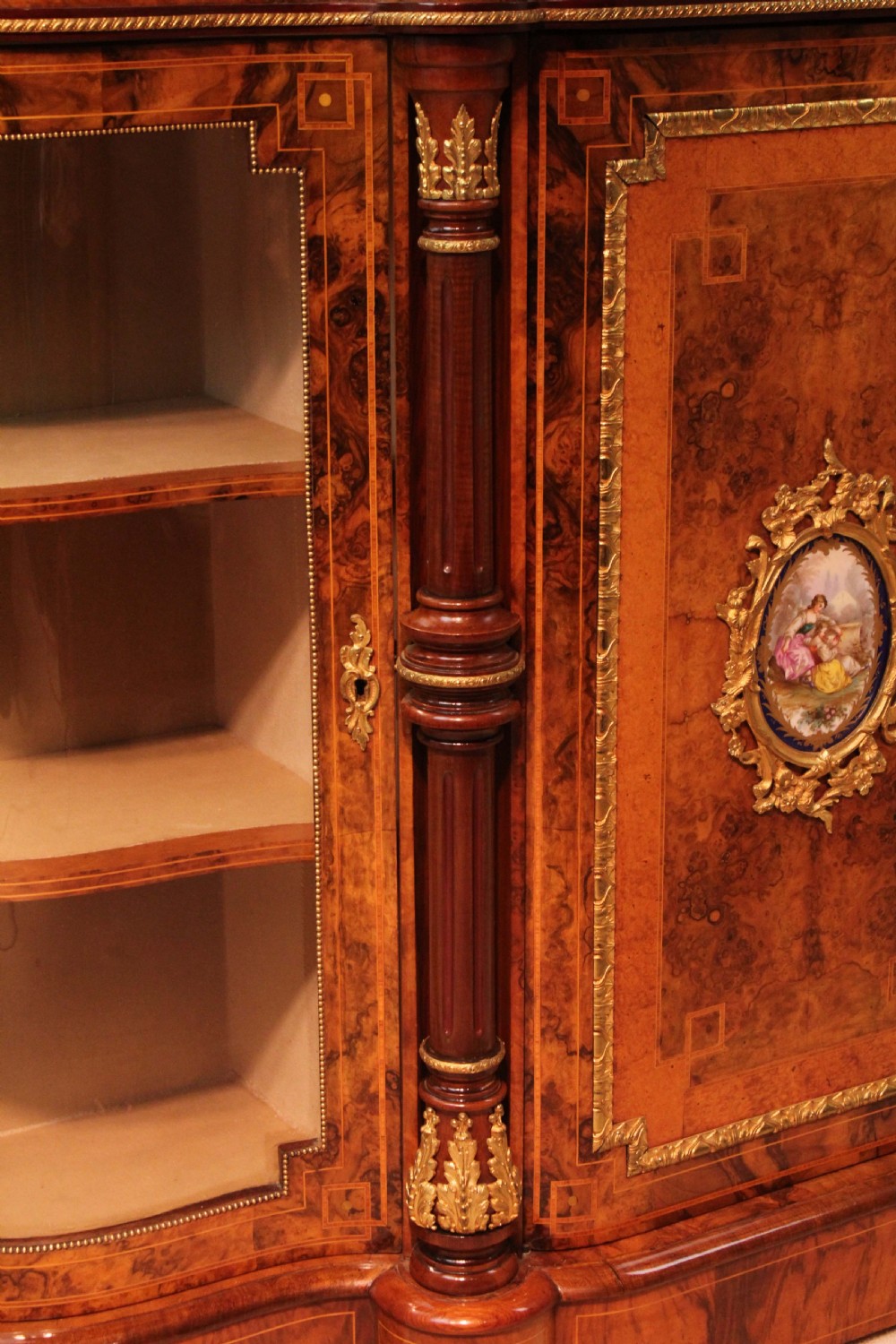 The Exhibition Quality Victorian Burr-Walnut Inlaid and Ormolu Credenza View VI