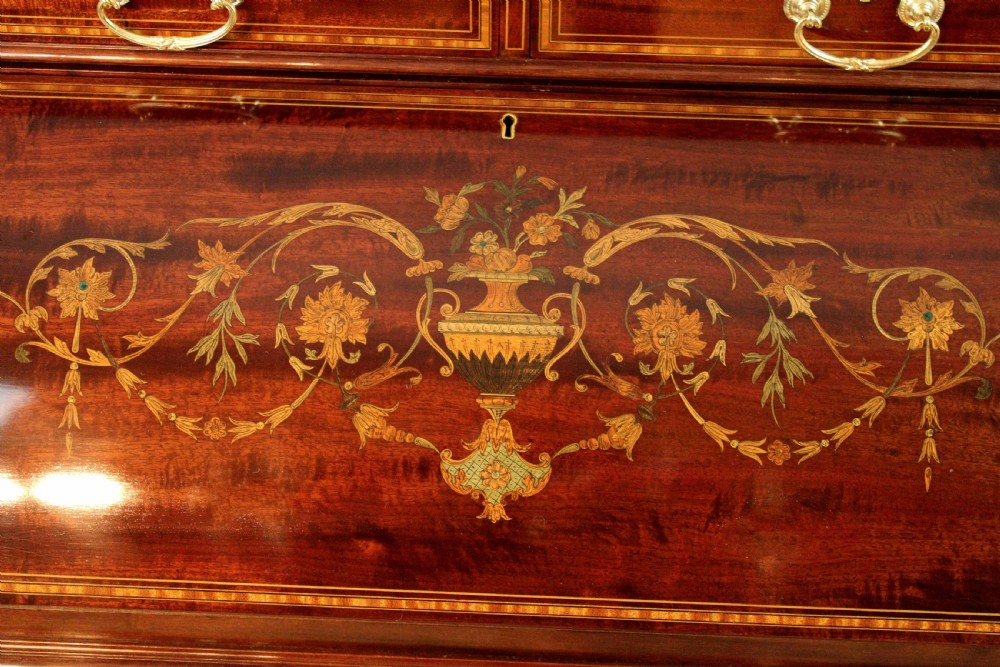 A Beautiful Late Victorian Mahogany cylinder desk by Maple & Co. View VI