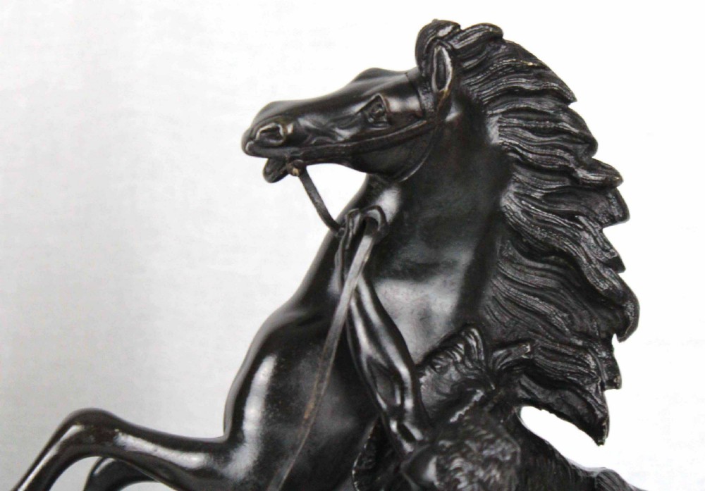 A fine pair of 19th Century Bronze Marley horses with figures. View II