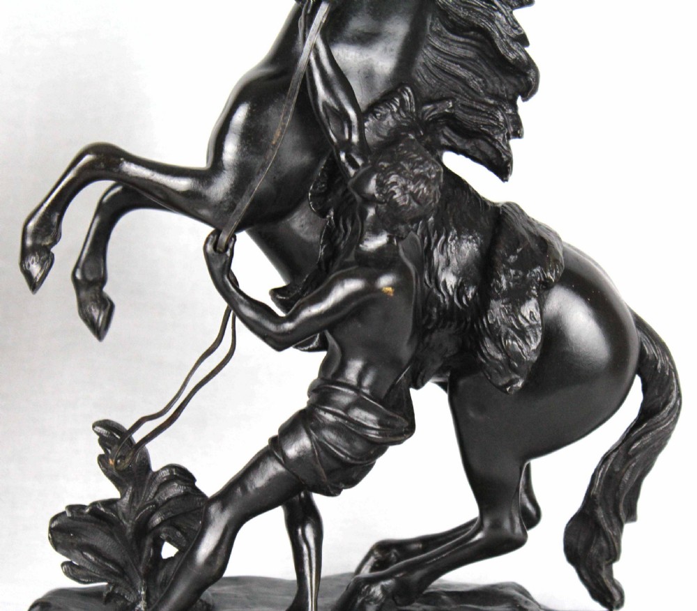 A fine pair of 19th Century Bronze Marley horses with figures. View III