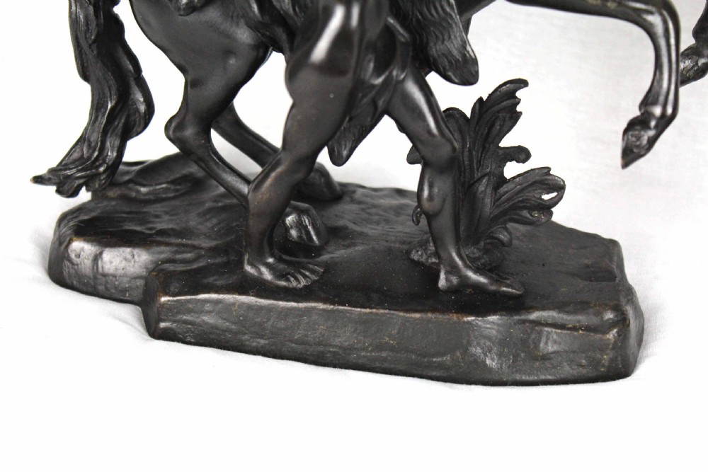 A fine pair of 19th Century Bronze Marley horses with figures. View VII
