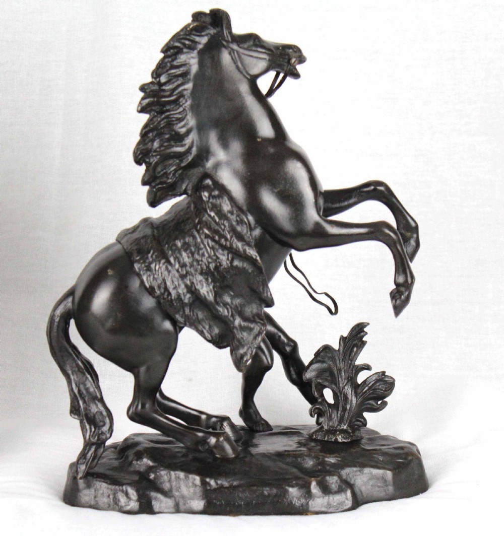 A fine pair of 19th Century Bronze Marley horses with figures. View VIII