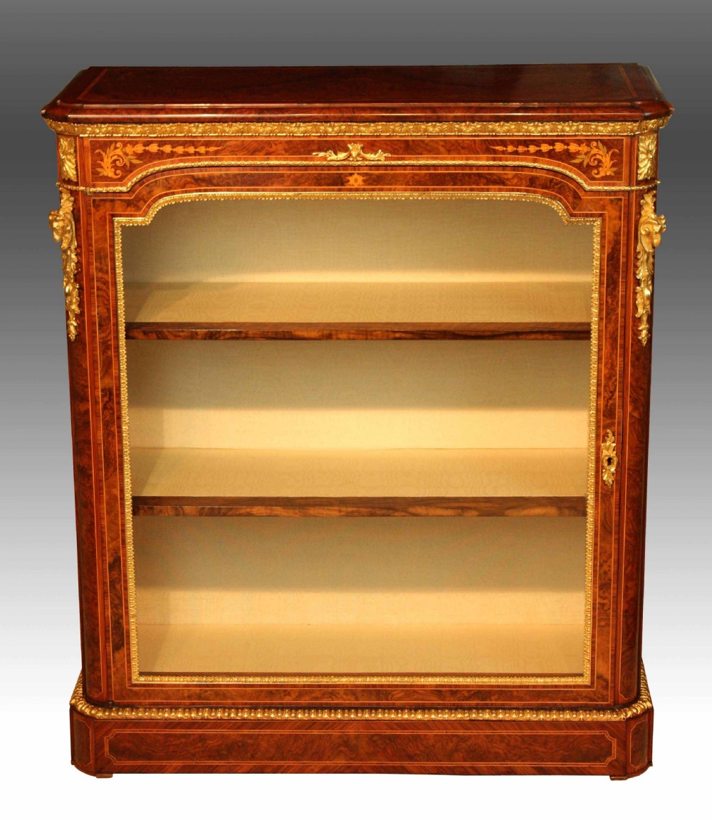 A Pair of Lovely Exhibition Quality Victorian Burr Walnut inlaid Pier Cabinets by Wilkinson & Sons. View II