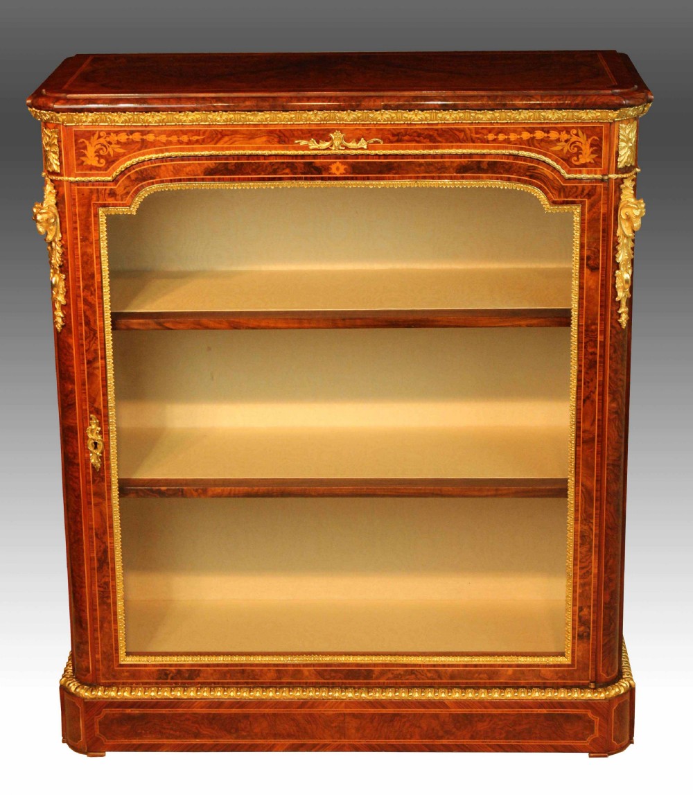 A Pair of Lovely Exhibition Quality Victorian Burr Walnut inlaid Pier Cabinets by Wilkinson & Sons. View V