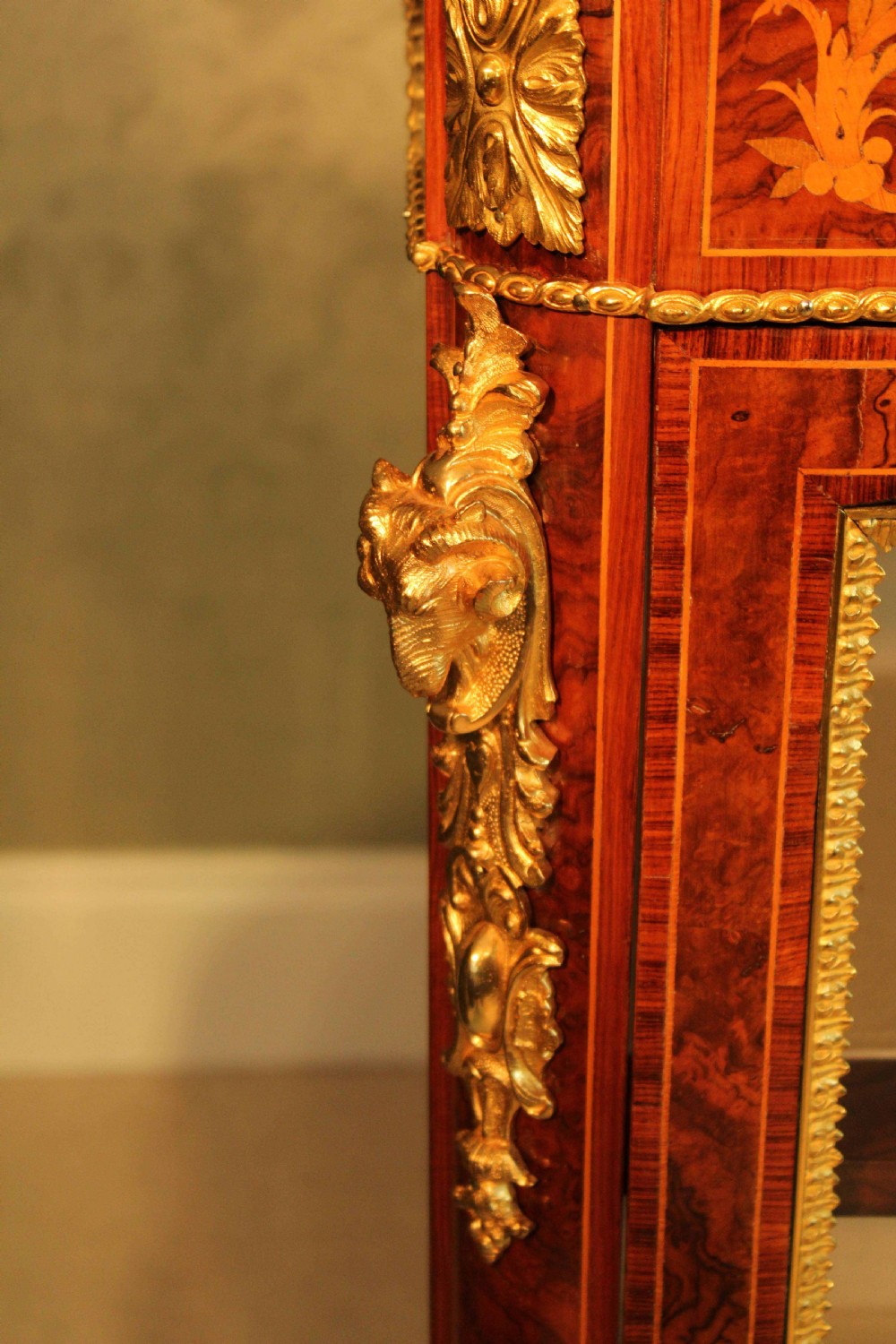 A Pair of Lovely Exhibition Quality Victorian Burr Walnut inlaid Pier Cabinets by Wilkinson & Sons. View VII
