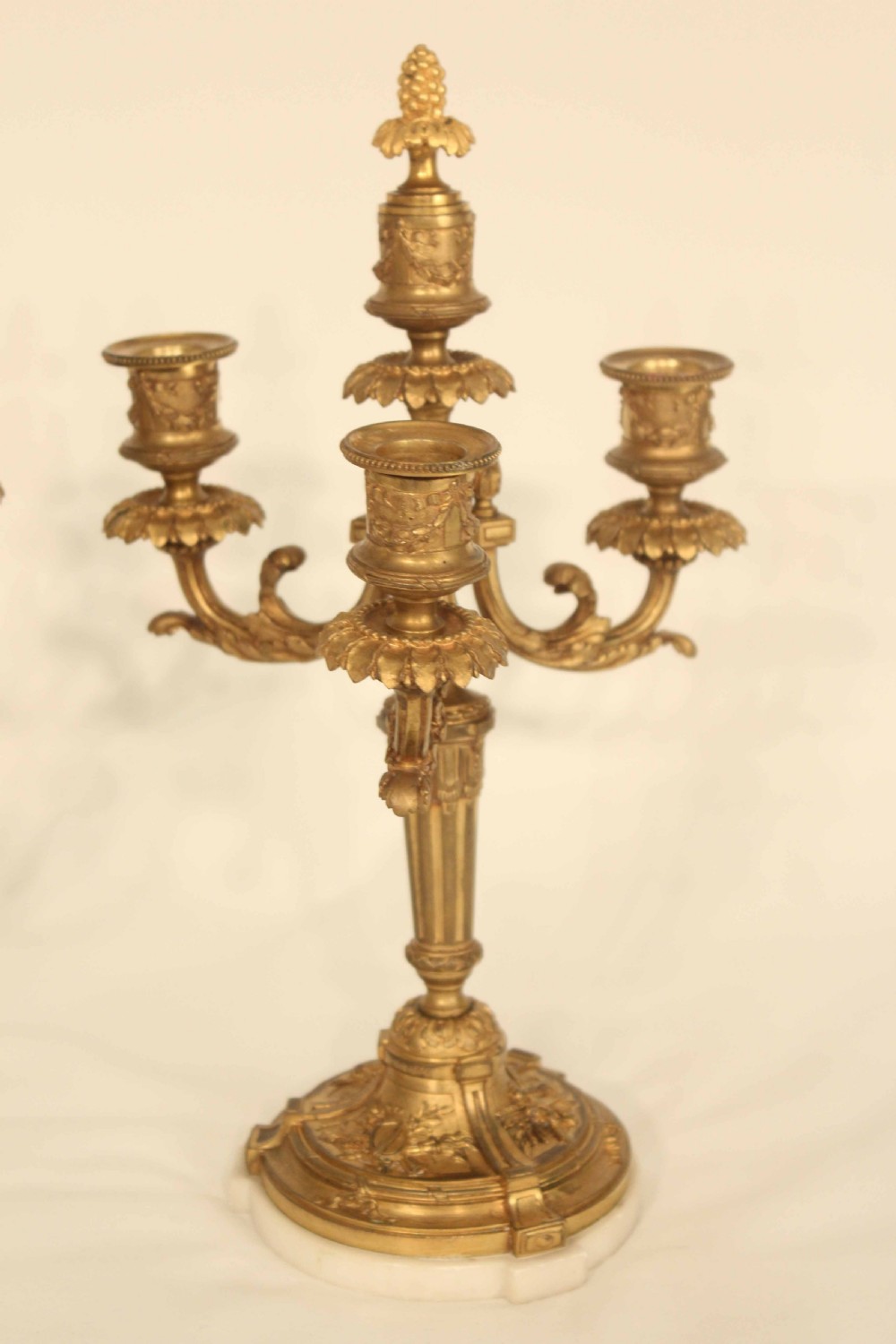 A Pair Of Late 19th Century Gilt Ormolu Three Branched Candelabra. View III