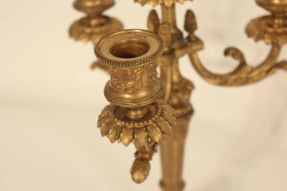 A Pair Of Late 19th Century Gilt Ormolu Three Branched Candelabra. View VI
