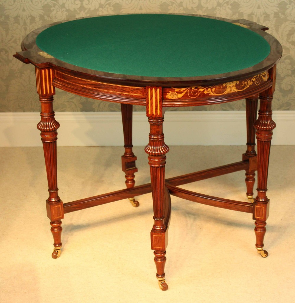 A Late Victorian Rosewood Inlaid Card Table View VI