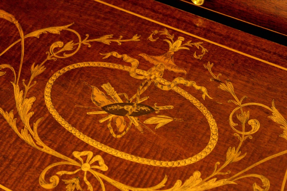 A Quality Late Victorian Mahogany Inlaid Cylinder Desk Circa 1890 View V