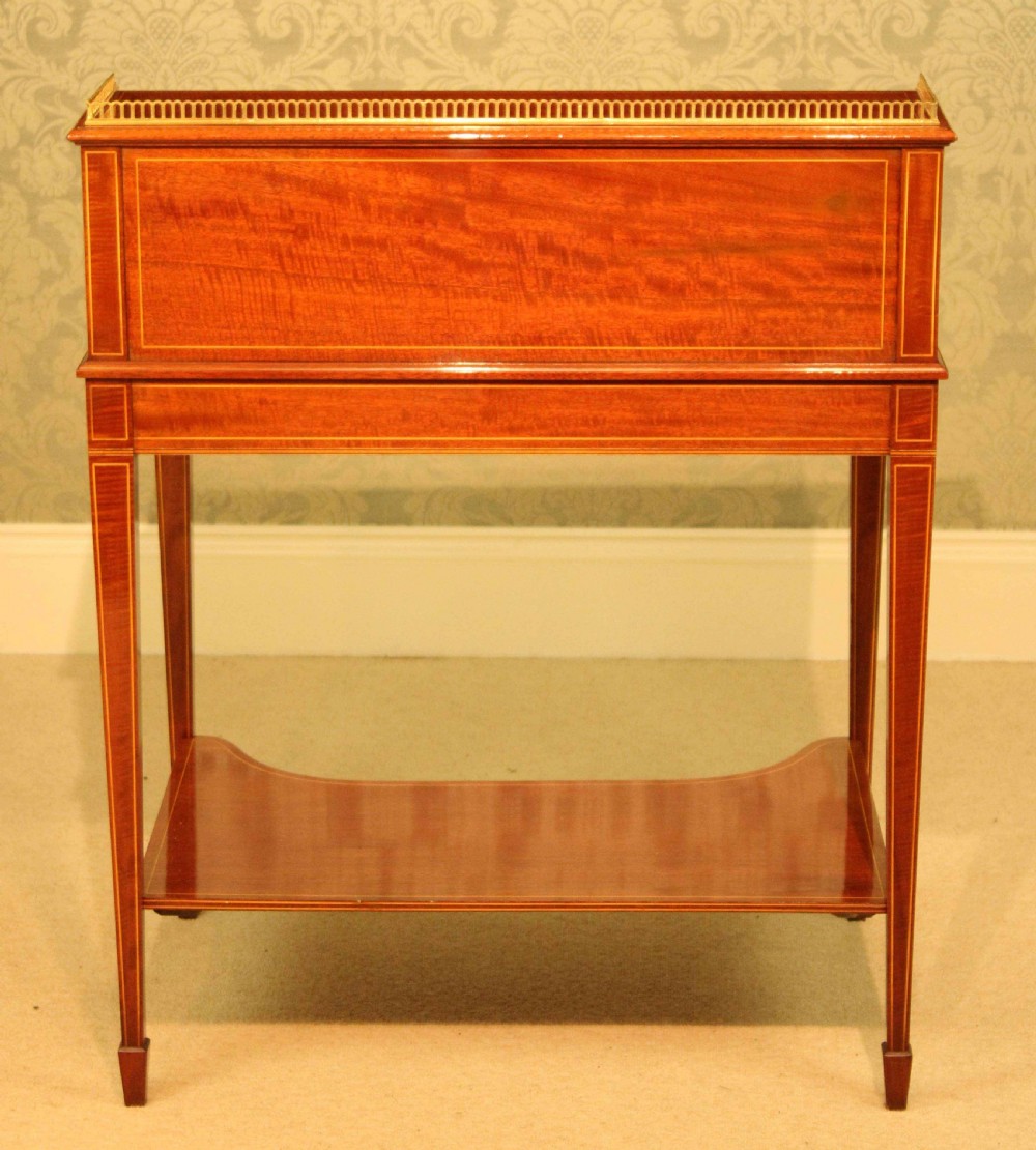 A Quality Late Victorian Mahogany Inlaid Cylinder Desk Circa 1890 View XI