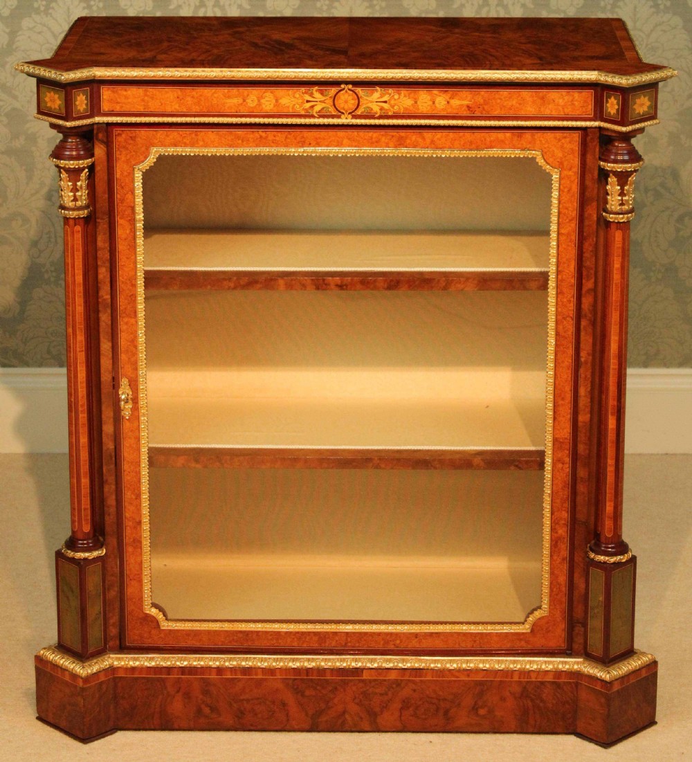 The Fine Quality Victorian Inlaid Burr-Walnut and Ormolu Mounted Pier Cabinet. View II