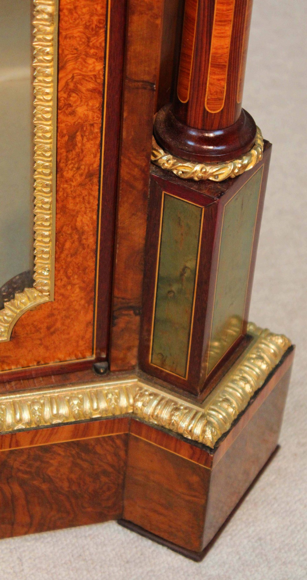 The Fine Quality Victorian Inlaid Burr-Walnut and Ormolu Mounted Pier Cabinet. View VIII