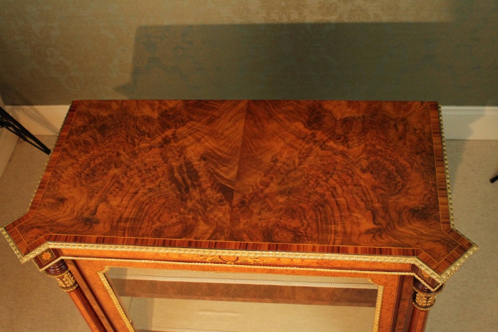 The Fine Quality Victorian Inlaid Burr-Walnut and Ormolu Mounted Pier Cabinet. View XI