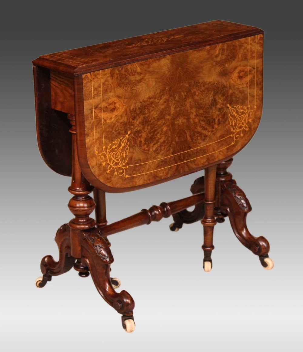 A Fine Quality Burr Walnut Inlaid Baby Sutherland Table.