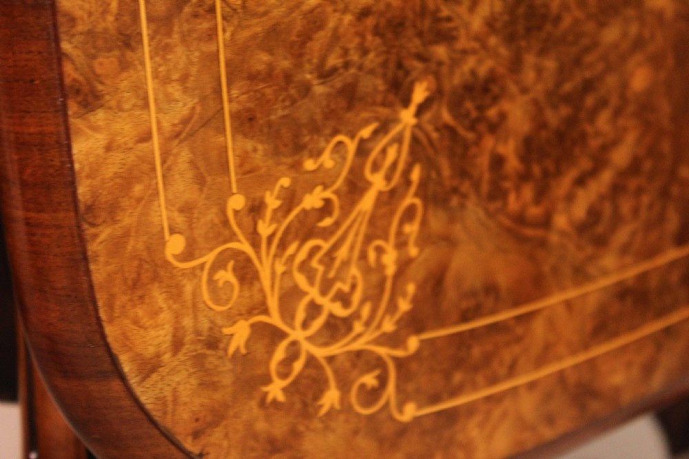 A Fine Quality Burr Walnut Inlaid Baby Sutherland Table. View V