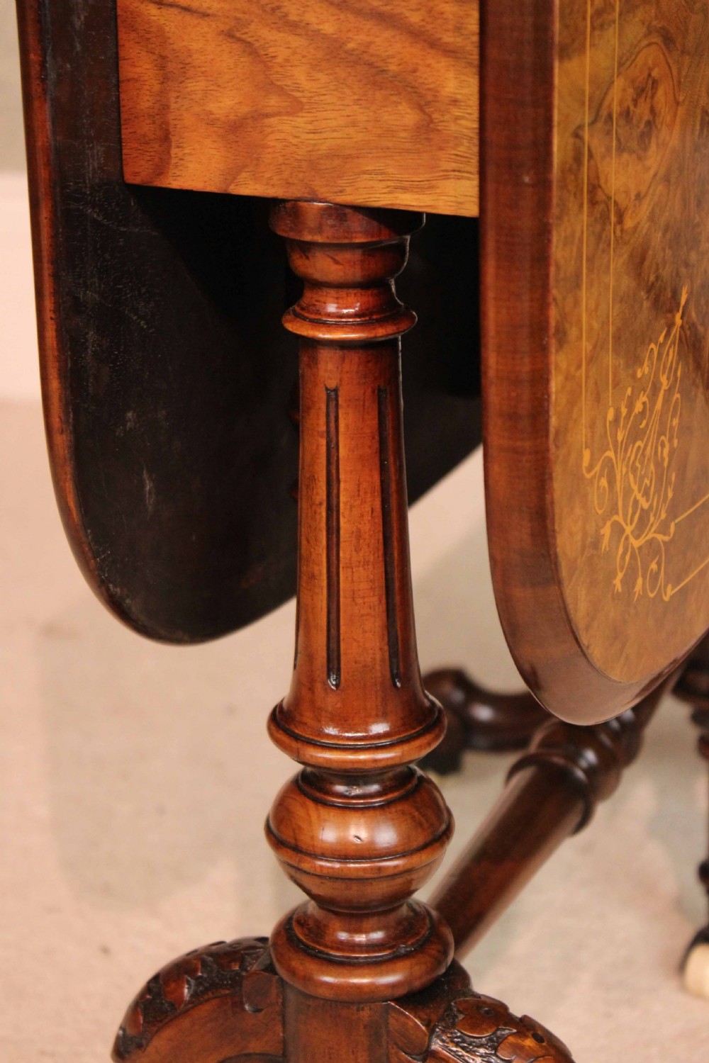 A Fine Quality Burr Walnut Inlaid Baby Sutherland Table. View VIII