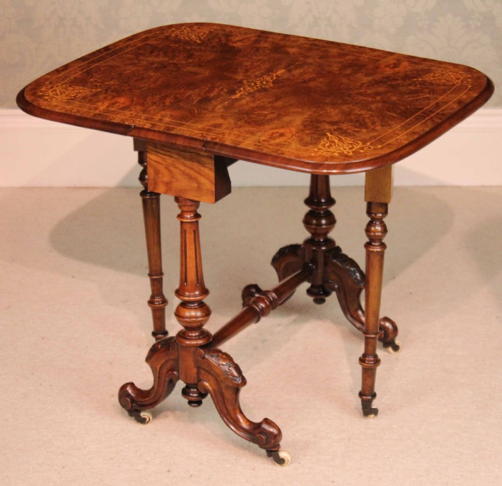 A Fine Quality Burr Walnut Inlaid Baby Sutherland Table. View X