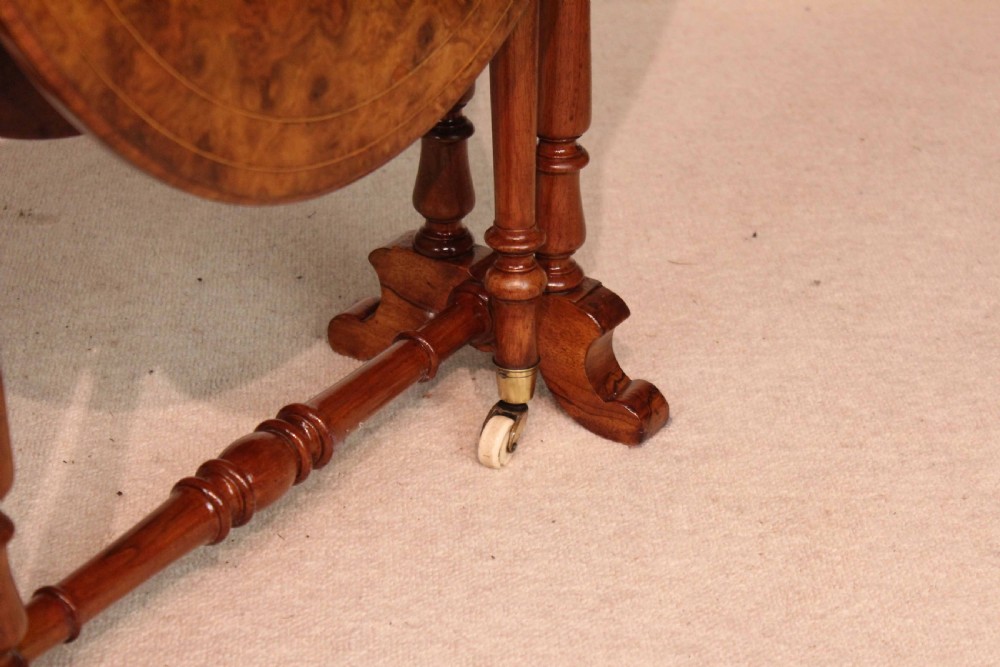 A Fine Quality Burr Walnut Inlaid Baby Sutherland D-Ended Table. View IV