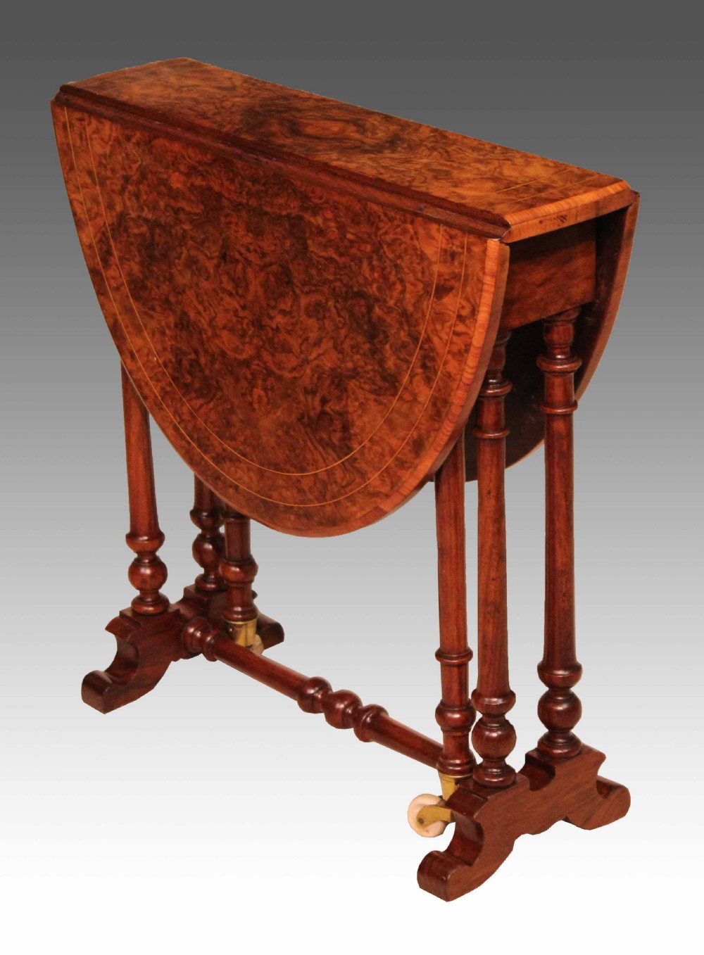 A Fine Victorian Burr Walnut Baby Sutherland Table With A Kingwood Cross Banded Edge