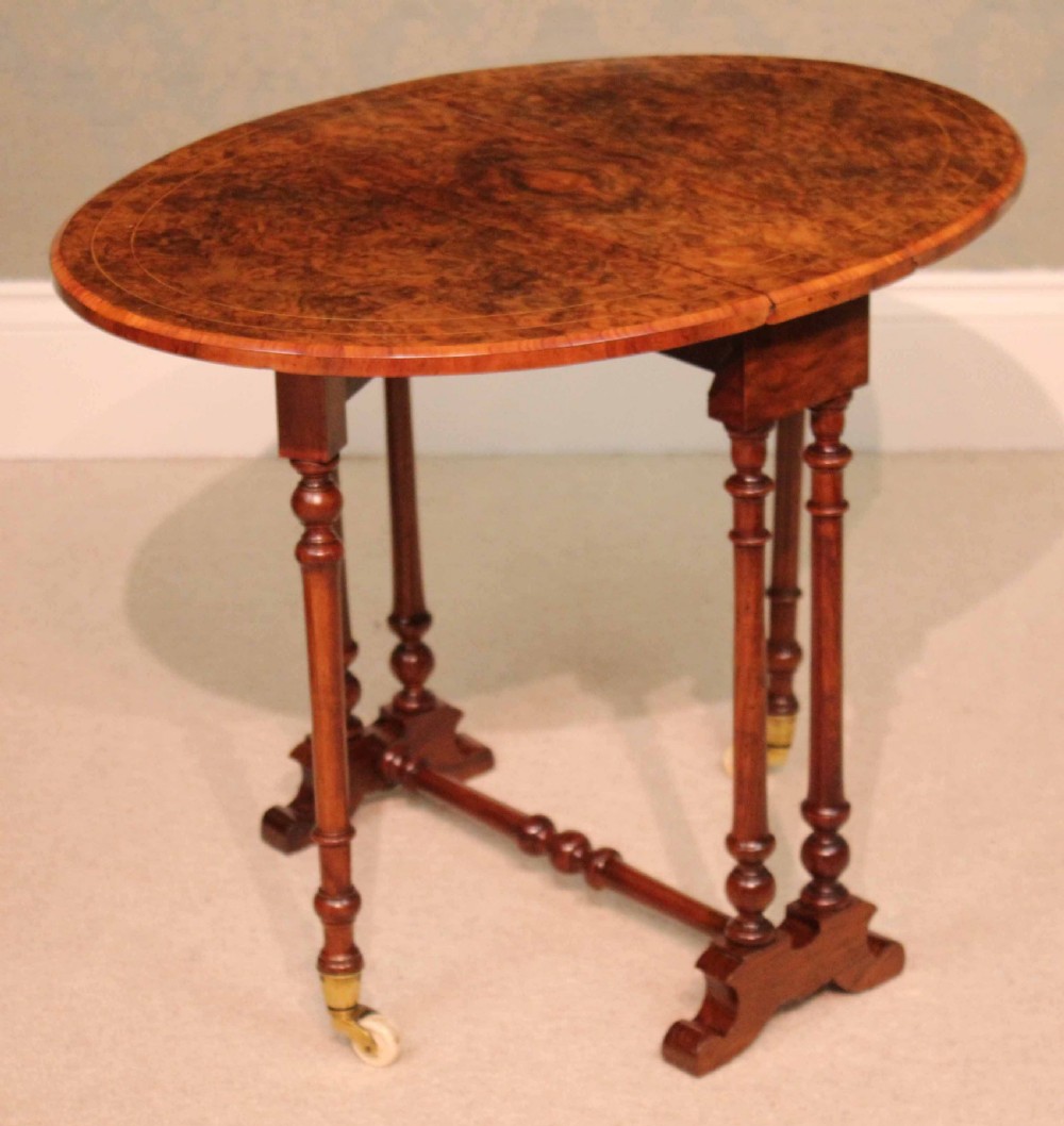 A Fine Victorian Burr Walnut Baby Sutherland Table With A Kingwood Cross Banded Edge View III