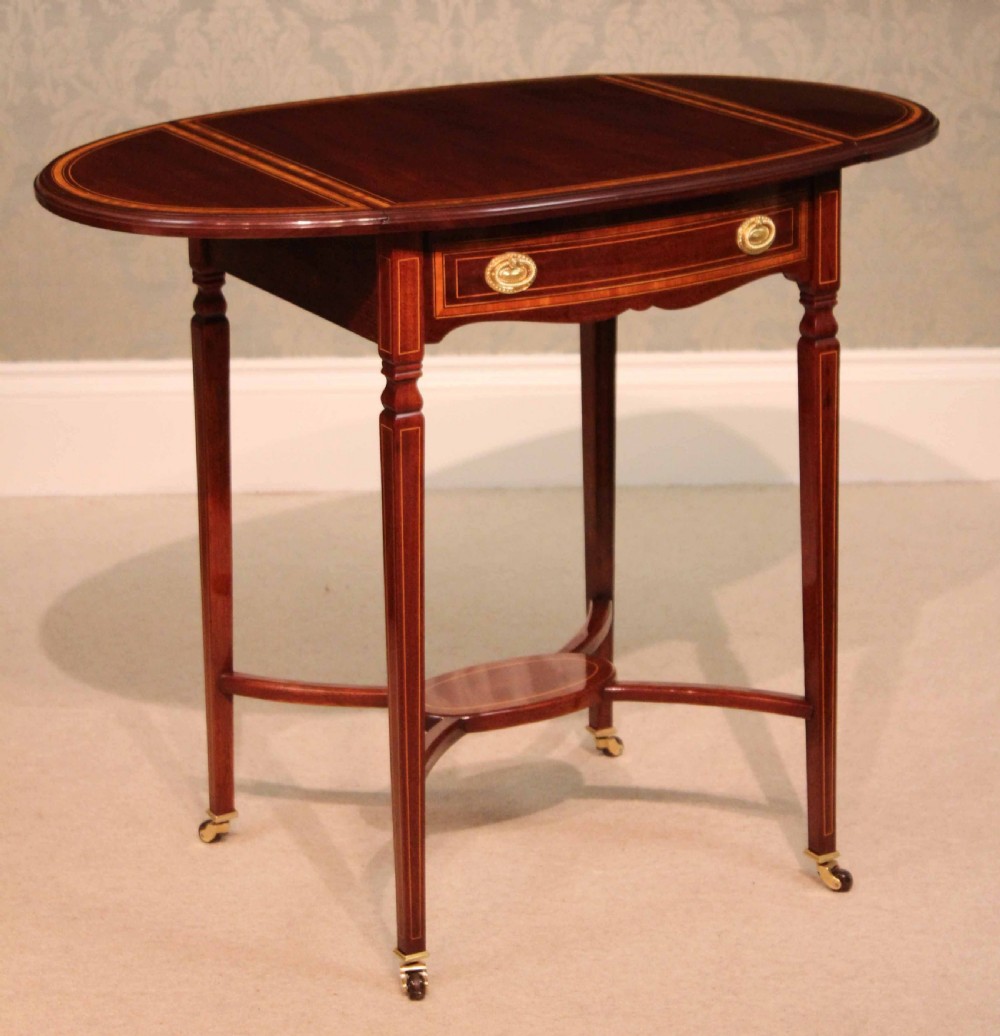The Quality Edwardian Mahogany Inlaid Pembroke Table View VI