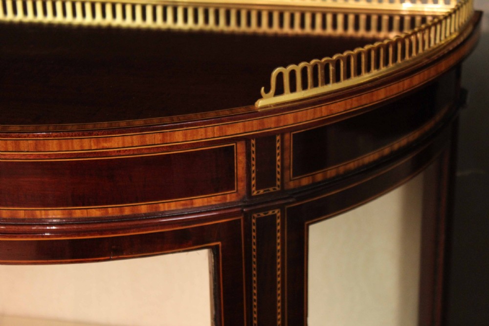 A Fine Quality Pair of Edwardian Inlaid Bow-front Glazed Display Cabinets View II
