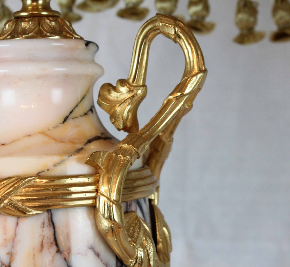 A Late 19th C. Pair of French Marble and Ormolu Table Lamps View IV