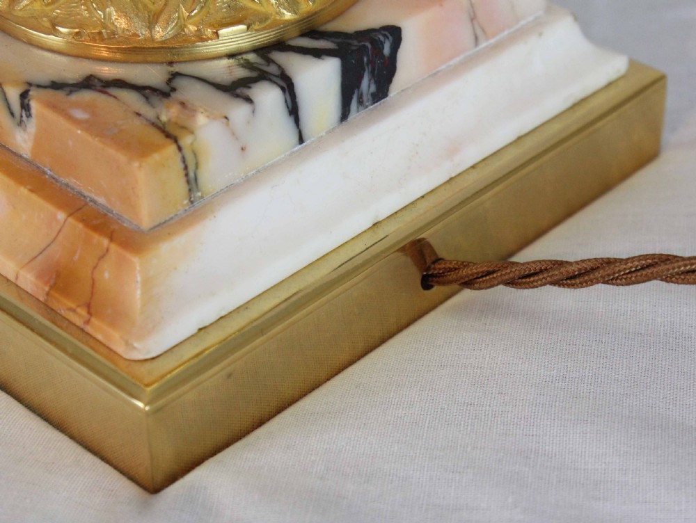 A Late 19th C. Pair of French Marble and Ormolu Table Lamps View VI