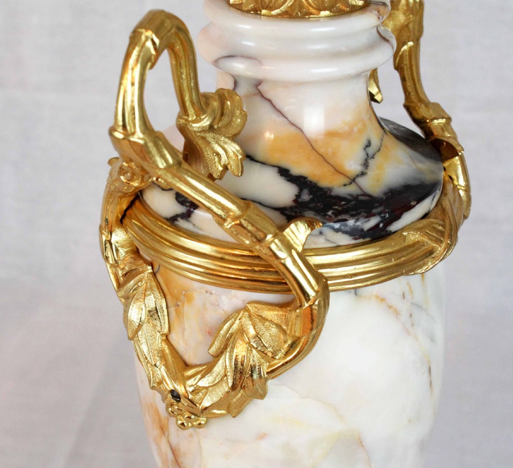 A Late 19th C. Pair of French Marble and Ormolu Table Lamps View VII