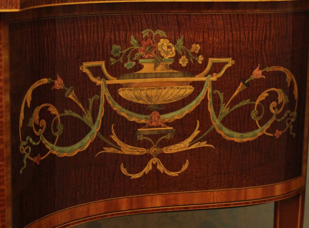 An Exhibition Quality Late Victorian Mahogany Inlaid Serpentine Display Cabinet By Maple & Co View IV