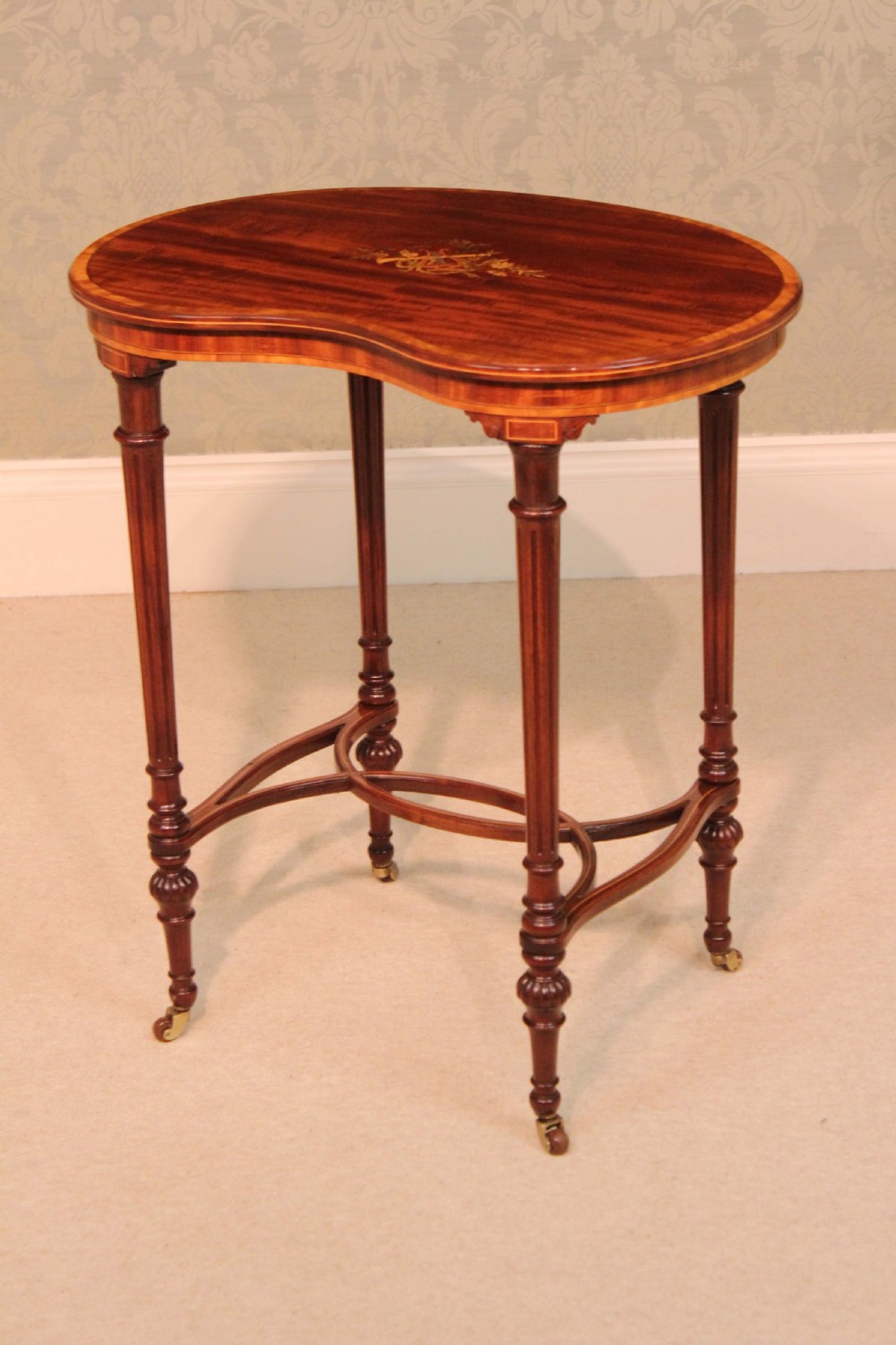 A Quality Late Victorian Mahogany Inlaid Kidney Table