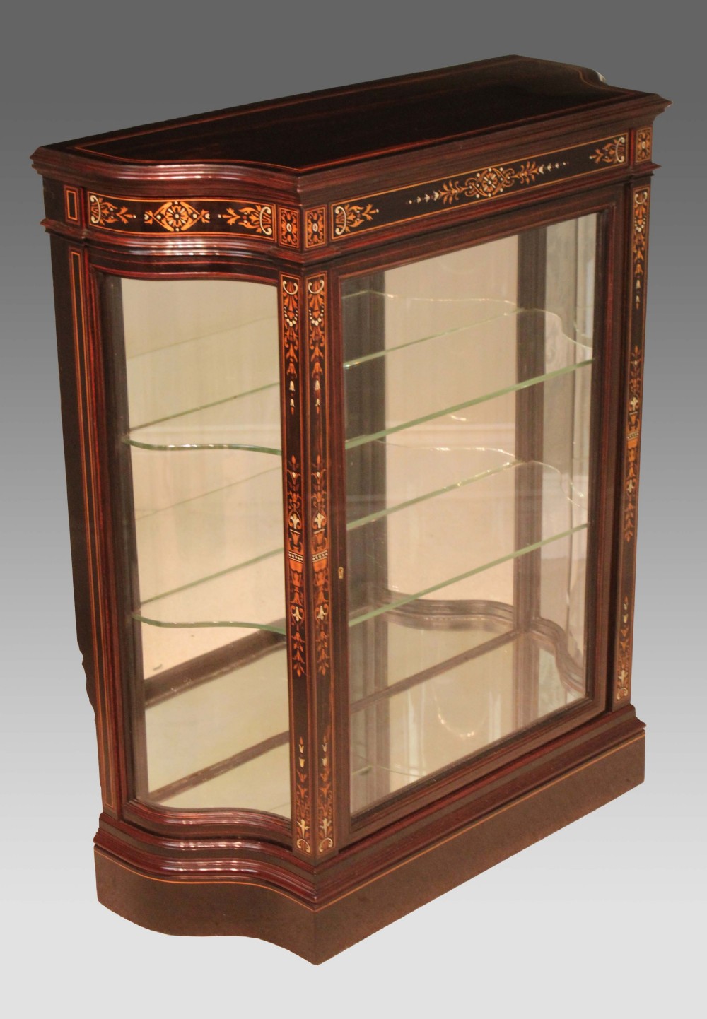 A Lovely Victorian Coromandel Aesthetical Serpentine ended Pier Cabinet attr. to Lamb of Manchester