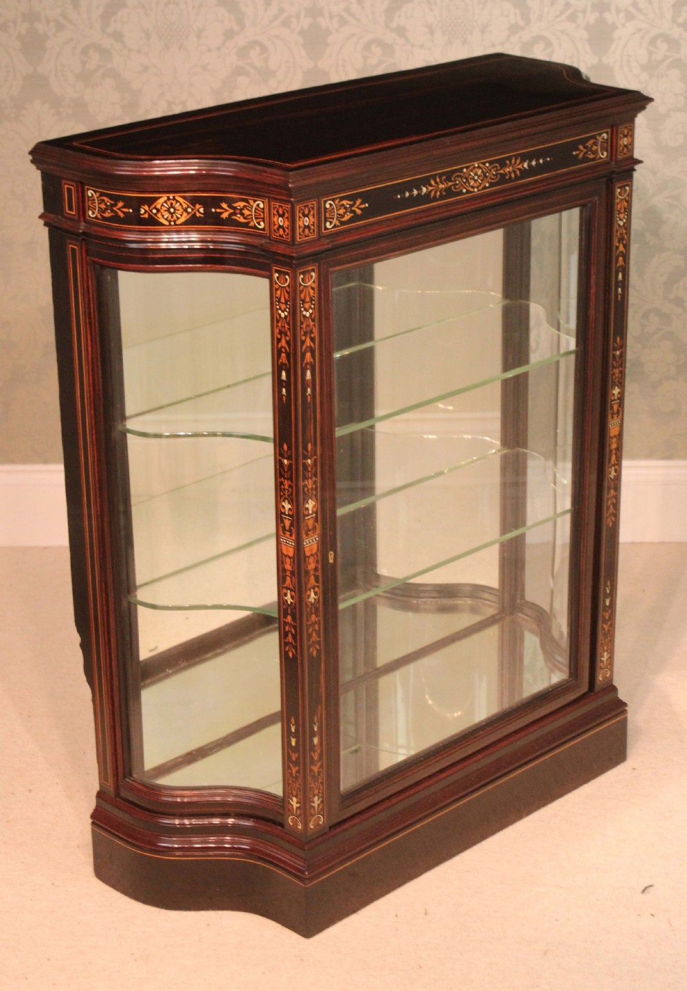 A Lovely Victorian Coromandel Aesthetical Serpentine ended Pier Cabinet attr. to Lamb of Manchester View II