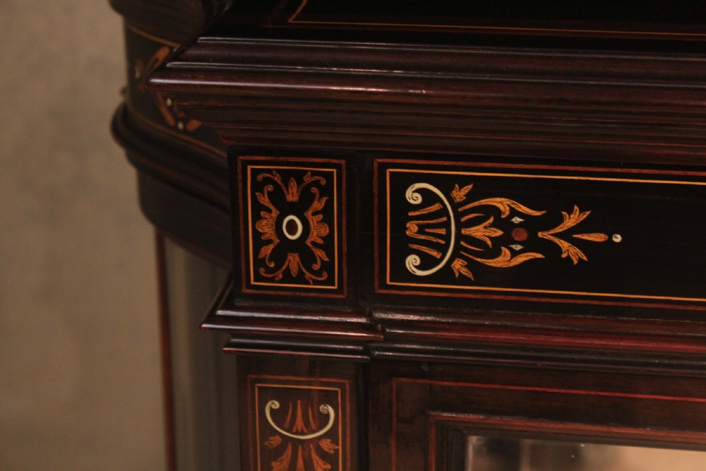 A Lovely Victorian Coromandel Aesthetical Serpentine ended Pier Cabinet attr. to Lamb of Manchester View V