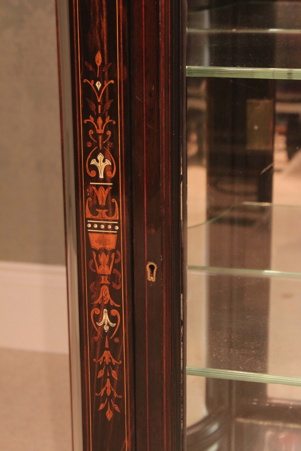A Lovely Victorian Coromandel Aesthetical Serpentine ended Pier Cabinet attr. to Lamb of Manchester View VI