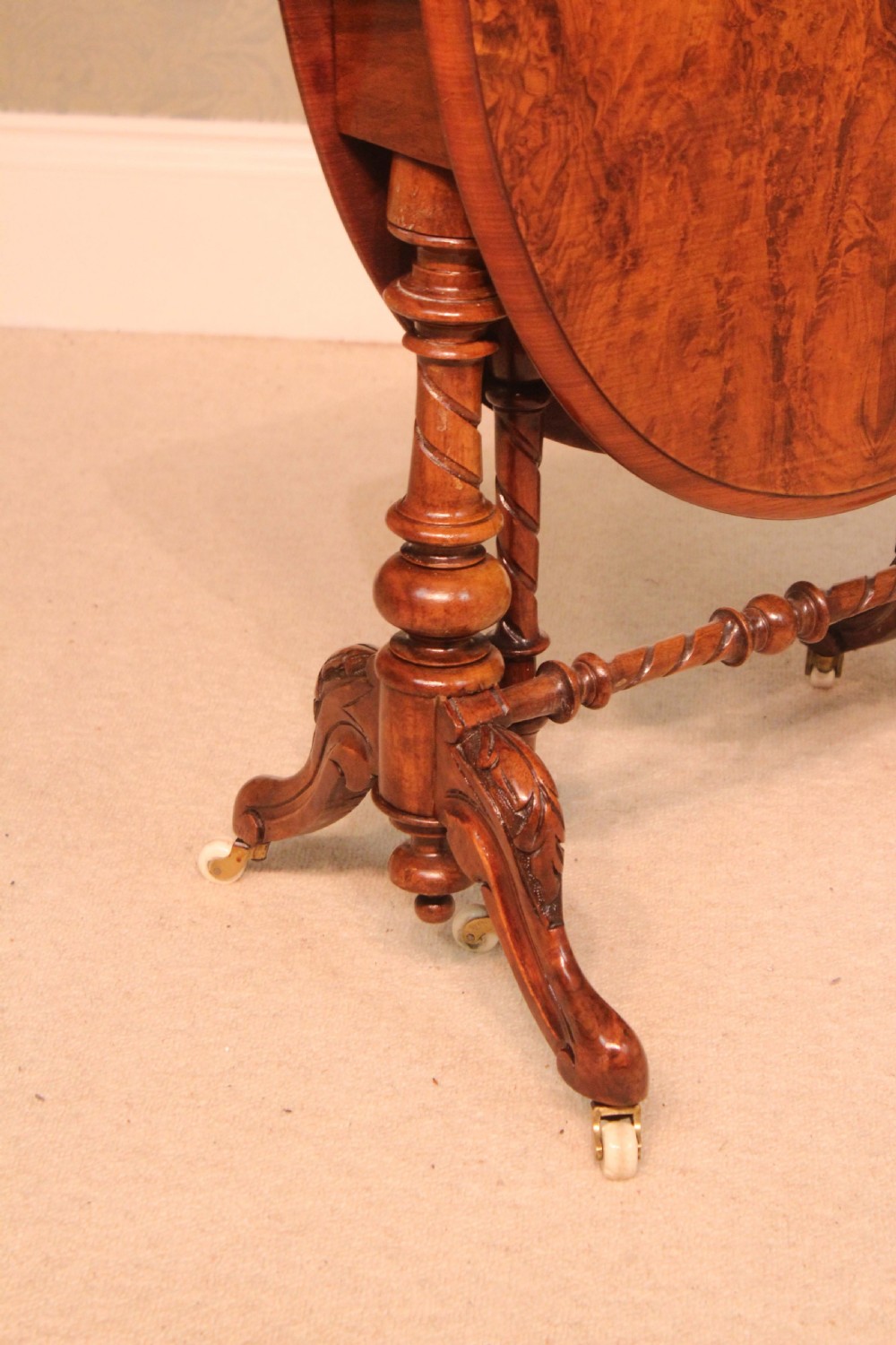 An Exquisite Victorian Burr Walnut Cabriole Leg Baby Sutherland Table View III