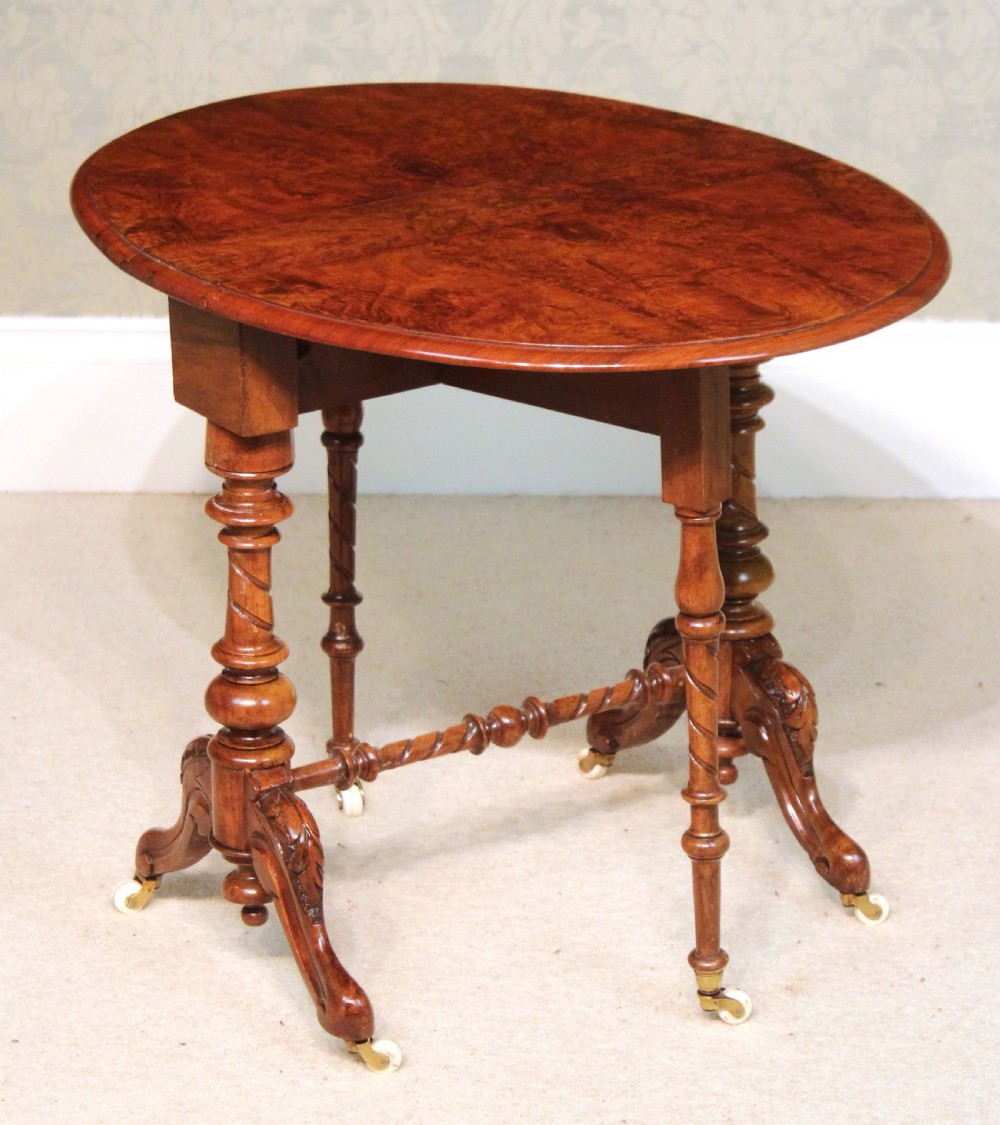 An Exquisite Victorian Burr Walnut Cabriole Leg Baby Sutherland Table View IV