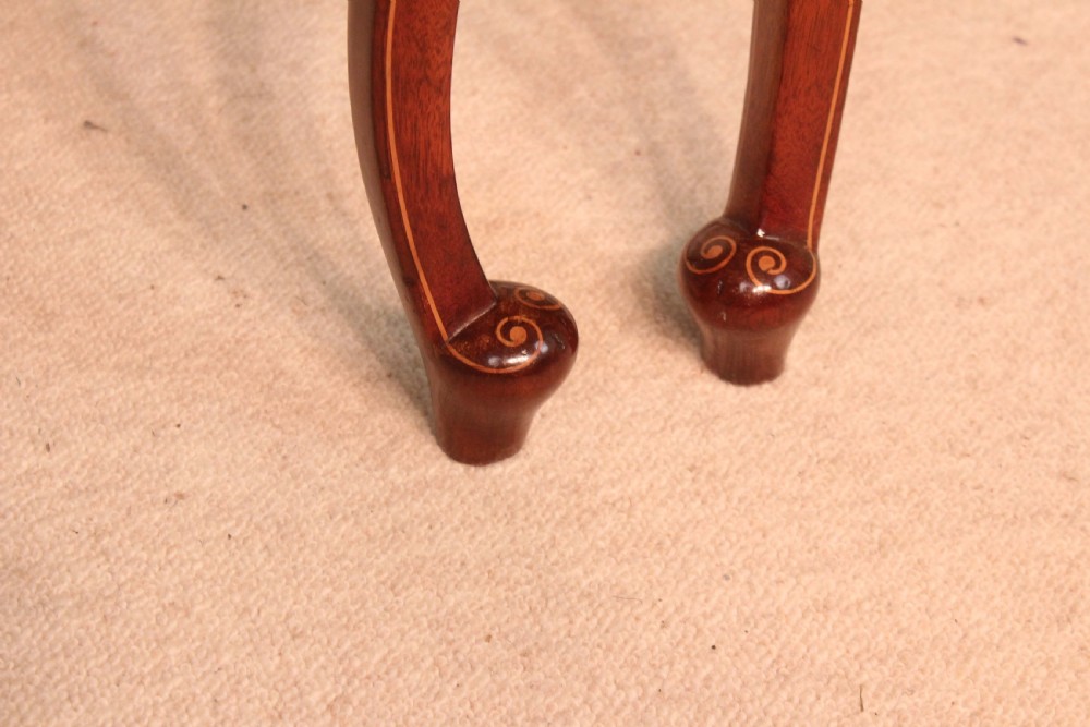 A Fine Pair of Late Victorian Mahogany inlaid shield back ladies and gents armchairs by Edwards & Roberts. View VIII