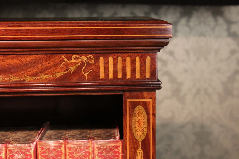 A Fine Quality Mahogany Late Victorian Inlaid Open Bookcase by Maple & Co. View III