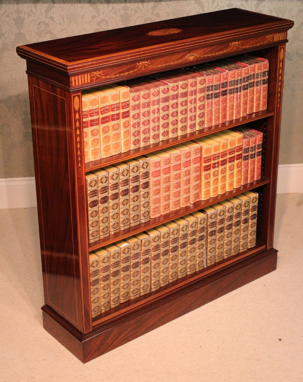 A Fine Quality Mahogany Late Victorian Inlaid Open Bookcase by Maple & Co. View VIII