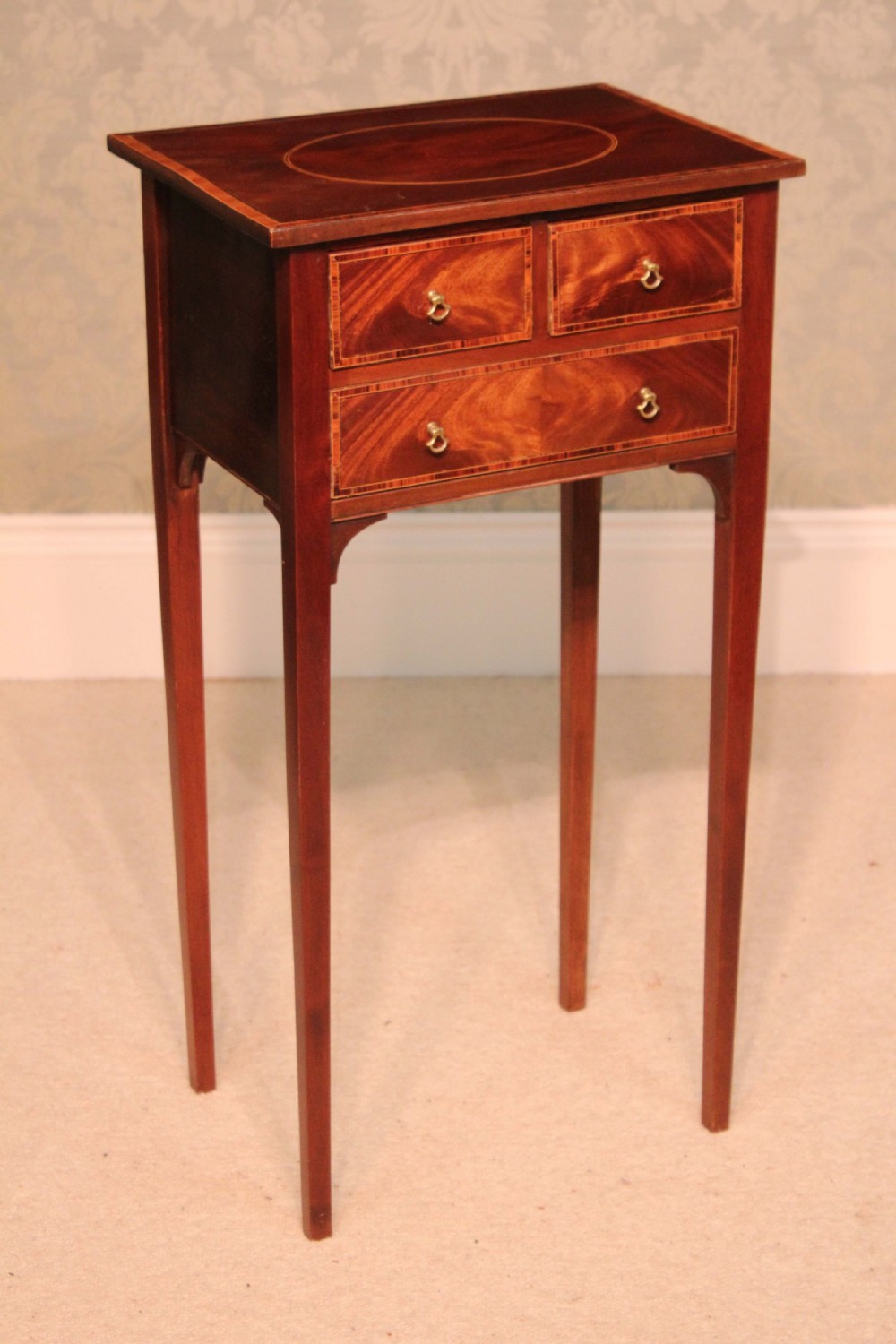 The Quality Edwardian Mahogany Inlaid Side Table. View II