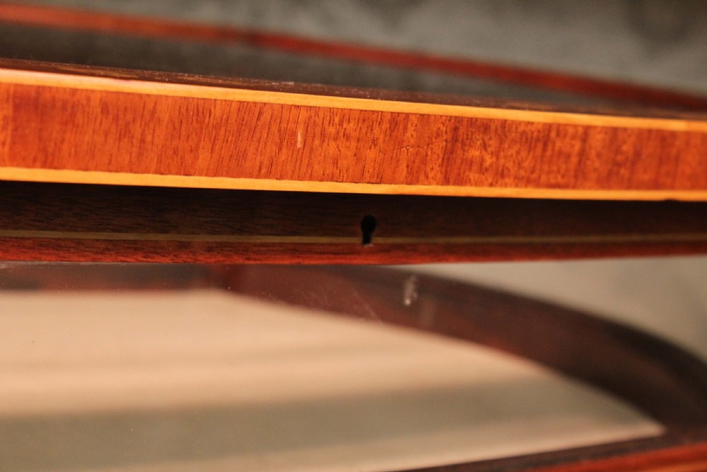 A Fine Quality Late Victorian Mahogany Inlaid Serpentine Shaped Bijouterie Table View IX